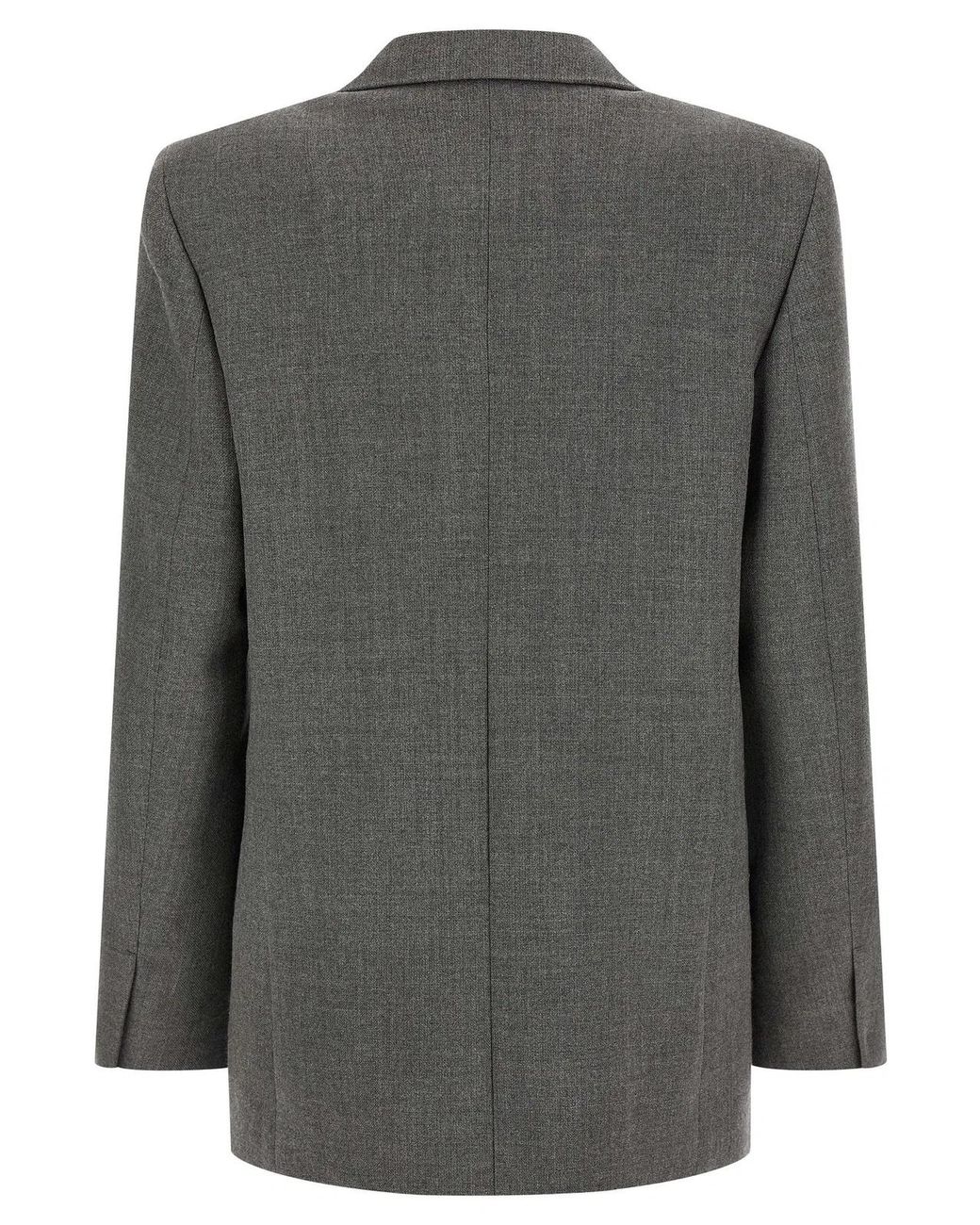 Jil Sander Gray Double-Breasted Textured Wool Blazer With Flap Pockets