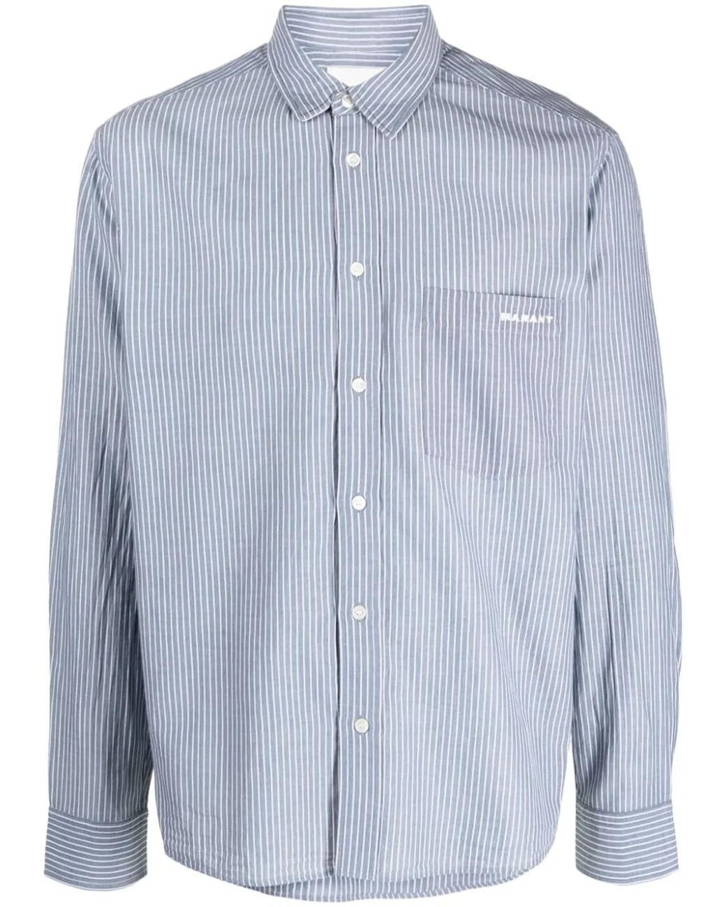 Isabel Marant Blue Striped Cotton Shirt for men
