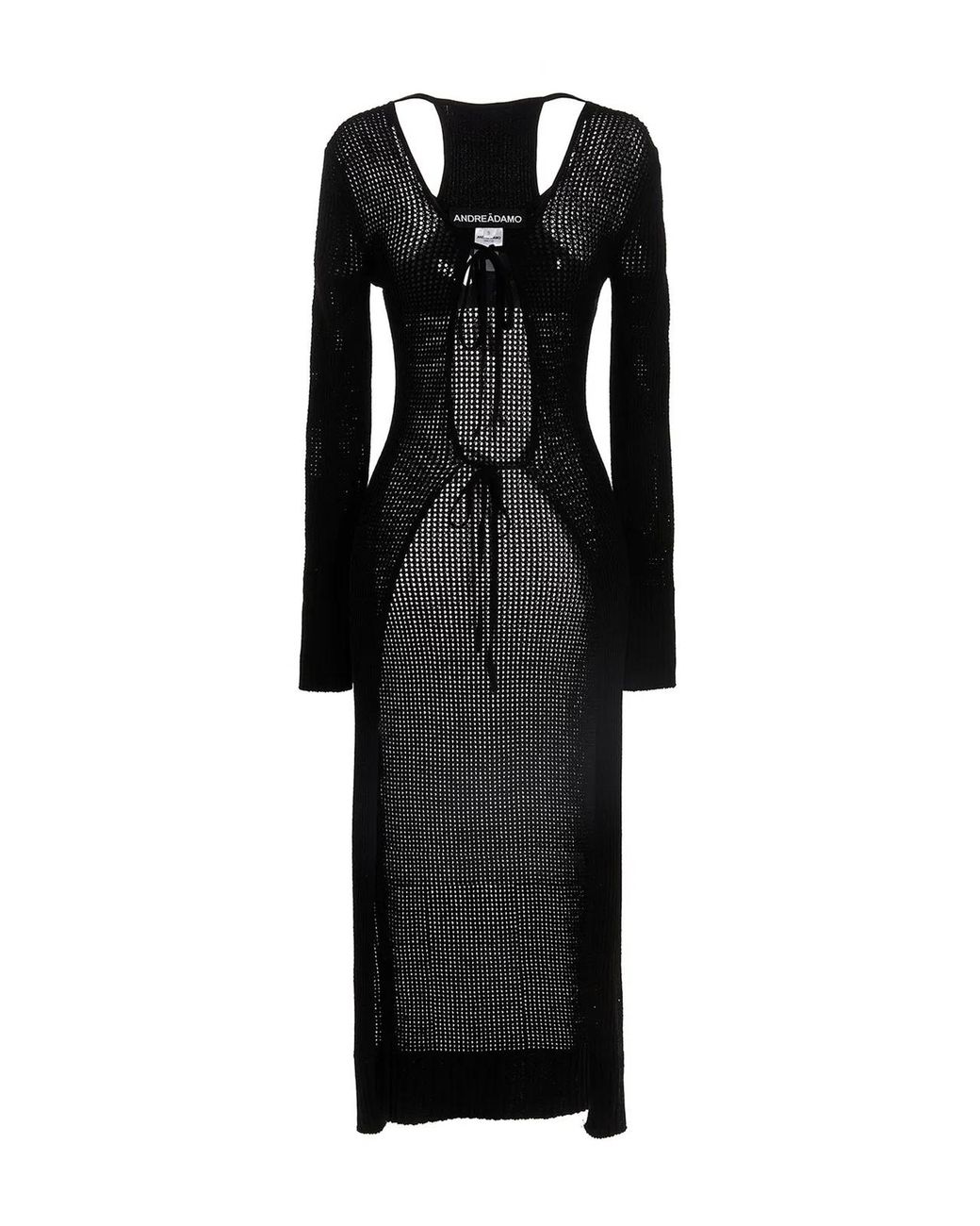 ANDREADAMO Black Openwork Long Cardigan