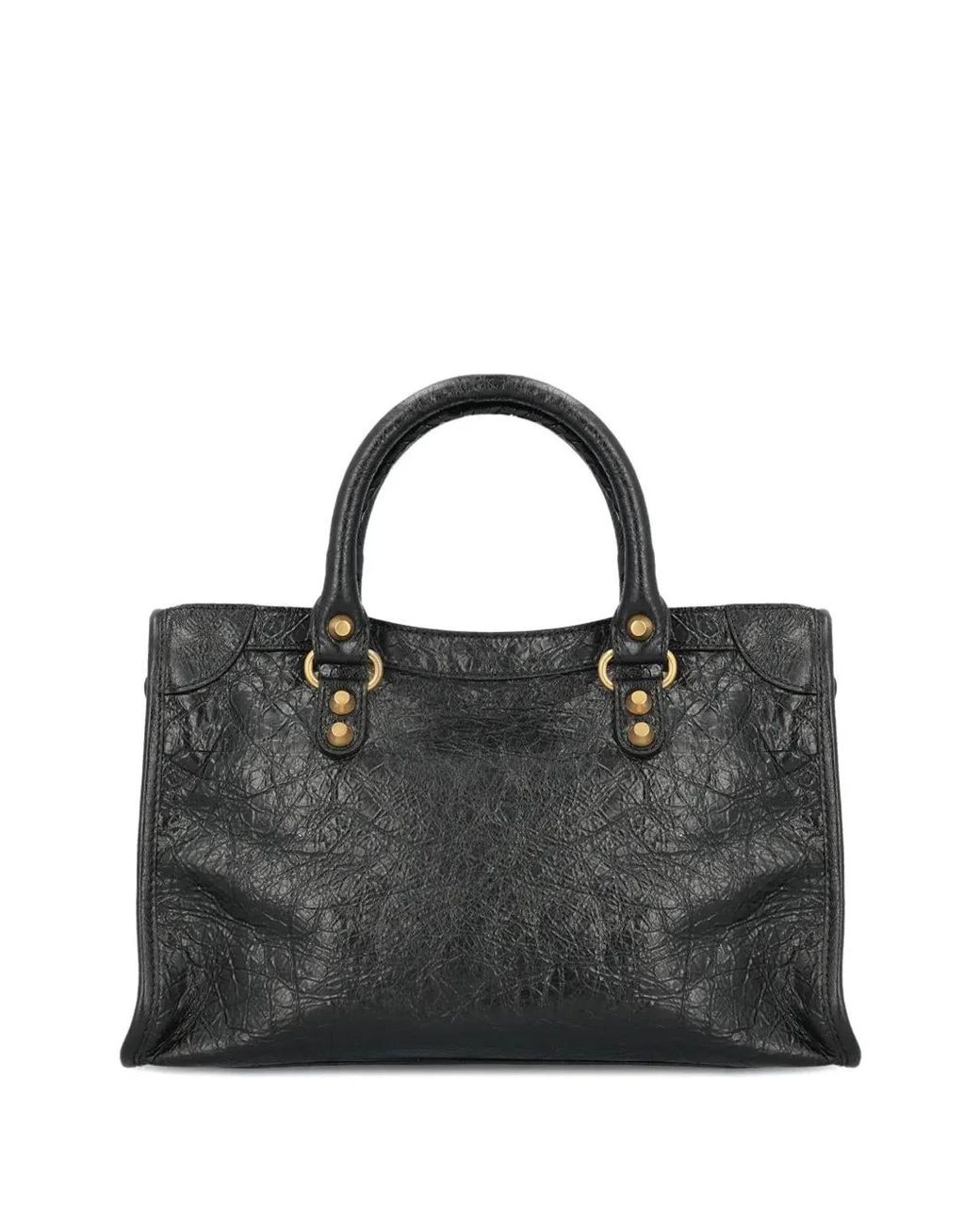 Balenciaga Black Compact Le City Studded Textured Tote Bag