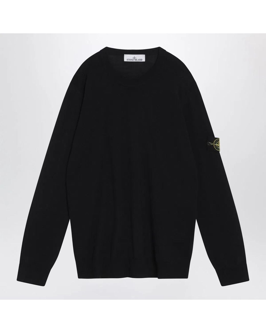 Stone Island Black Logo-Patch Crew-Neck Jumper for men