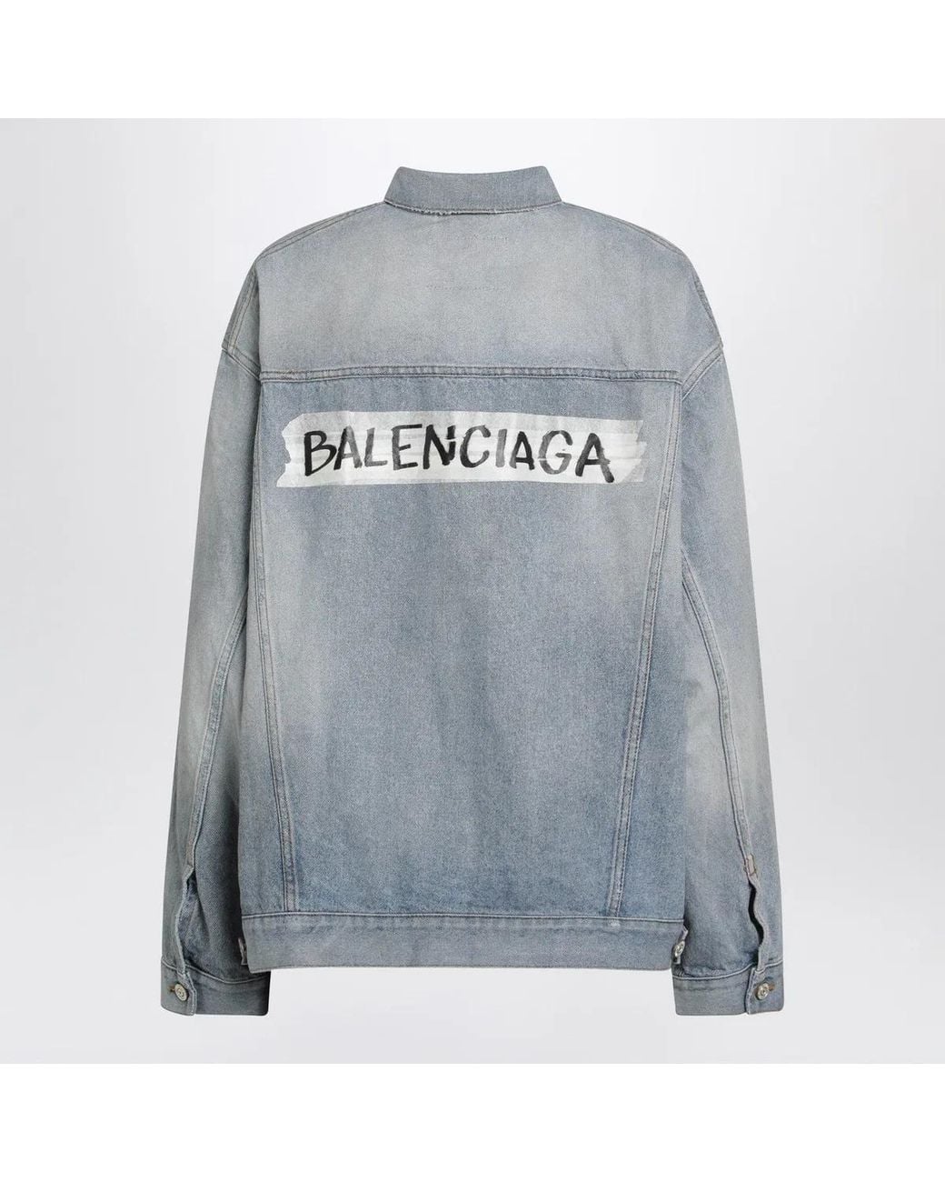 Balenciaga Blue Light Vintage-Effect Denim Jacket