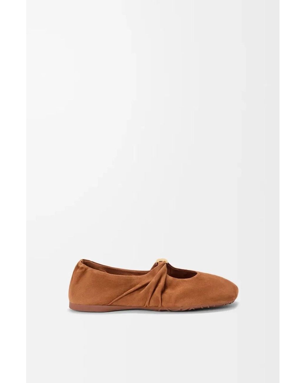 Loewe White Pebble Soft Suede Ballet Flats