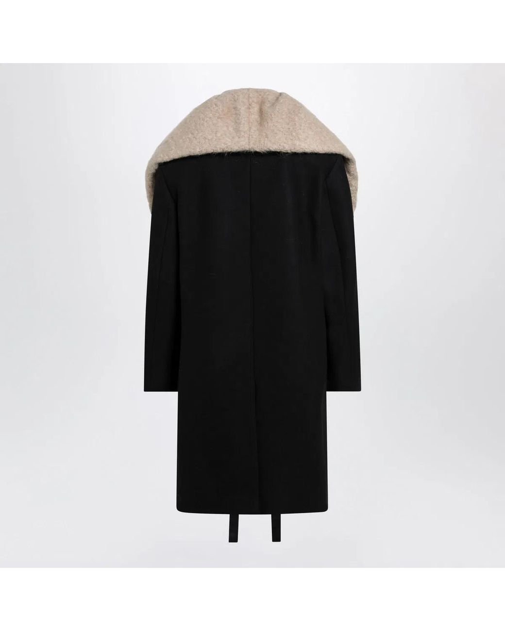 Dries Van Noten Black Coat With Removable Neckline for men