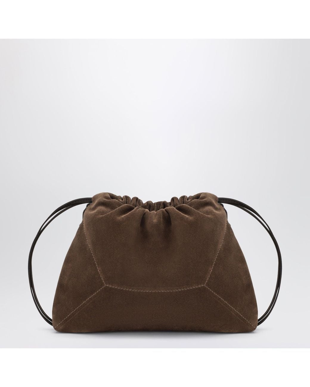 Brunello Cucinelli Brown Caramel Suede Bc Duo Pouch Bag With Monile