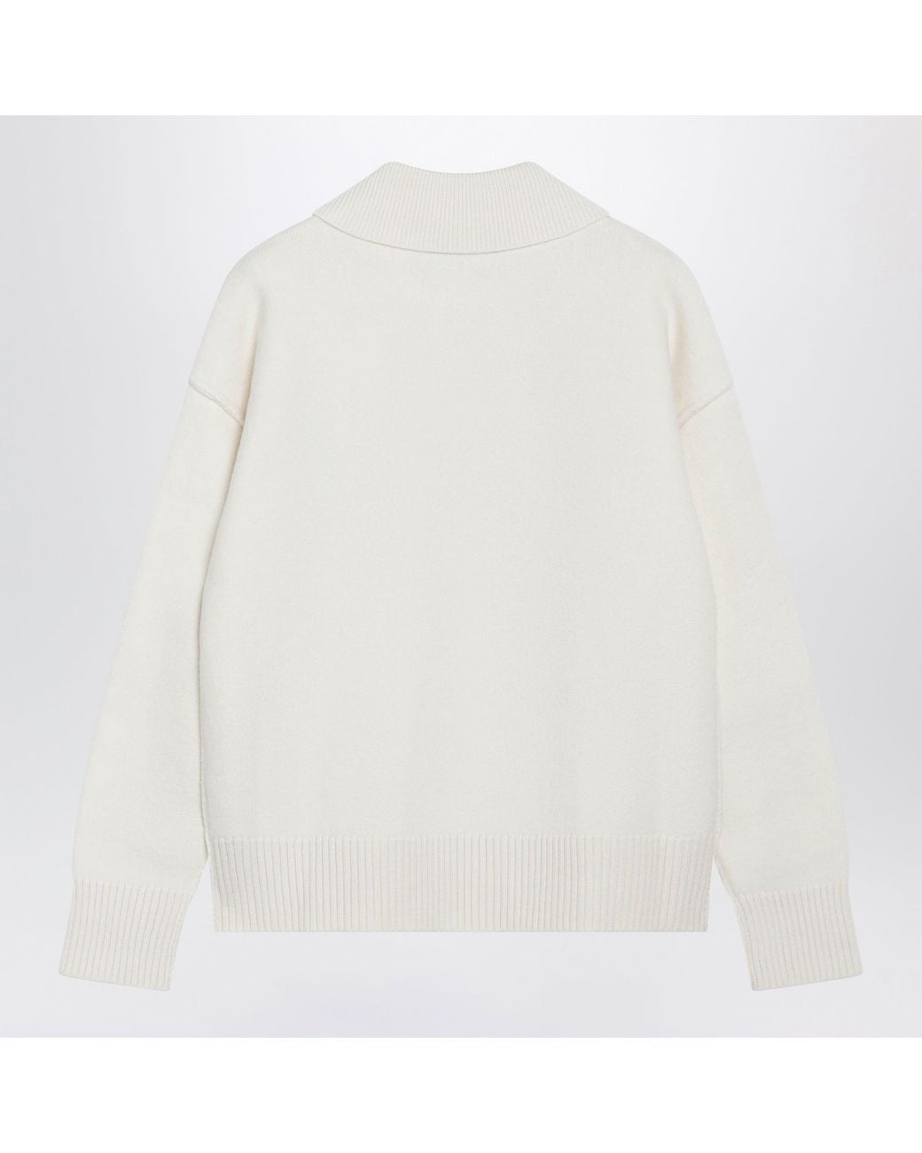 AMI White Ami De Coeur Wool Polo Sweater