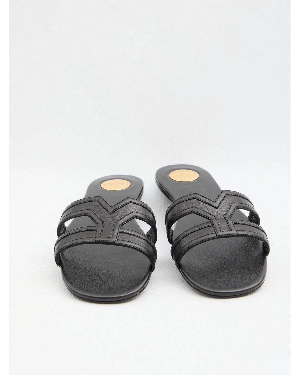 Saint Laurent White Mabrouka Leather Sandals