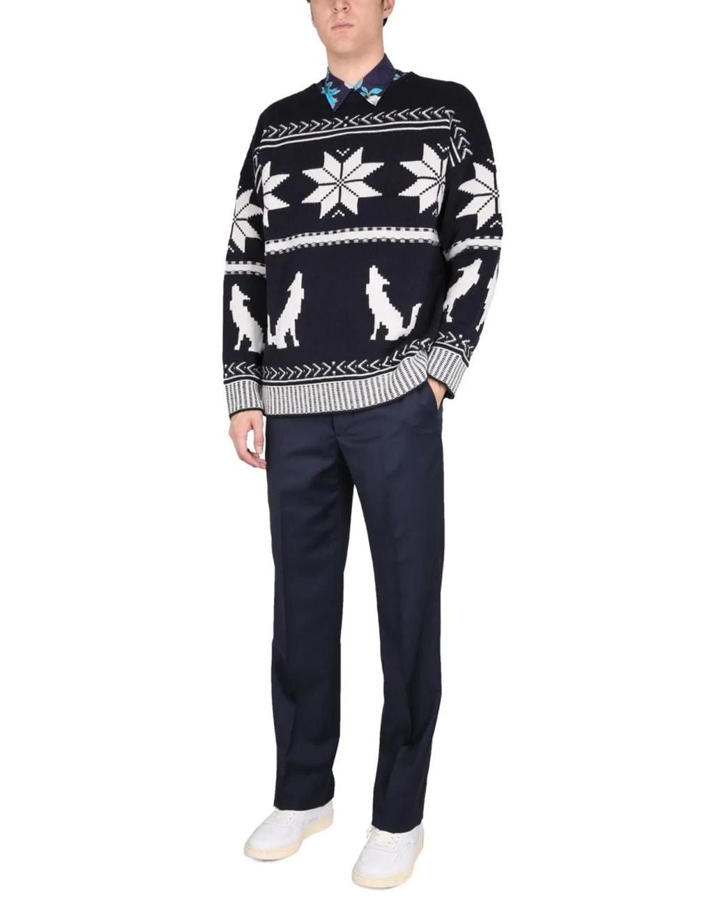 Etro Blue Virgin Wool Sweater for men