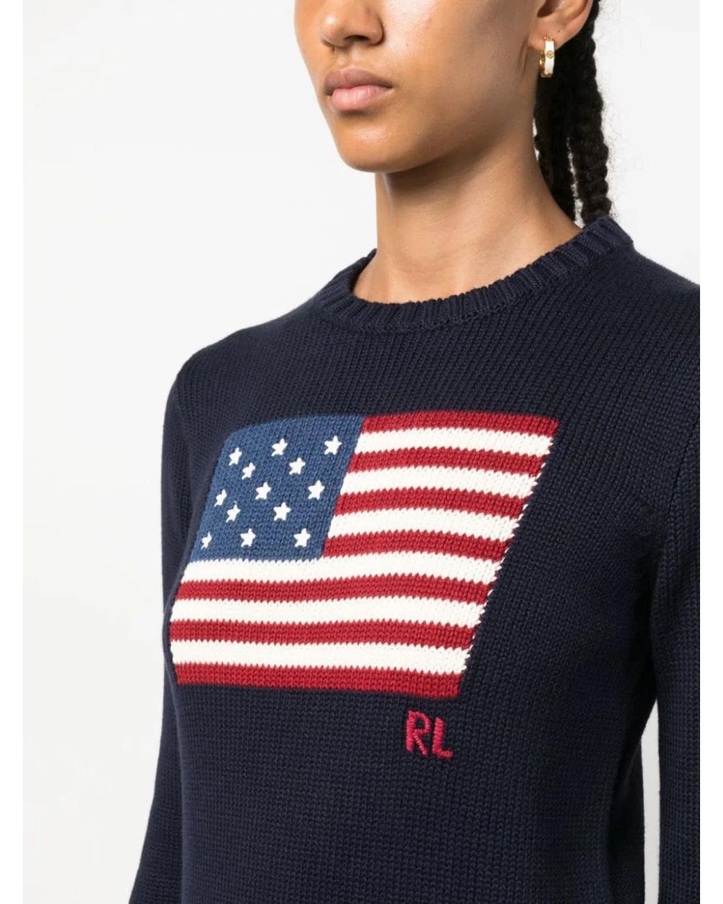 Polo Ralph Lauren Black Cotton Jersey With Flag