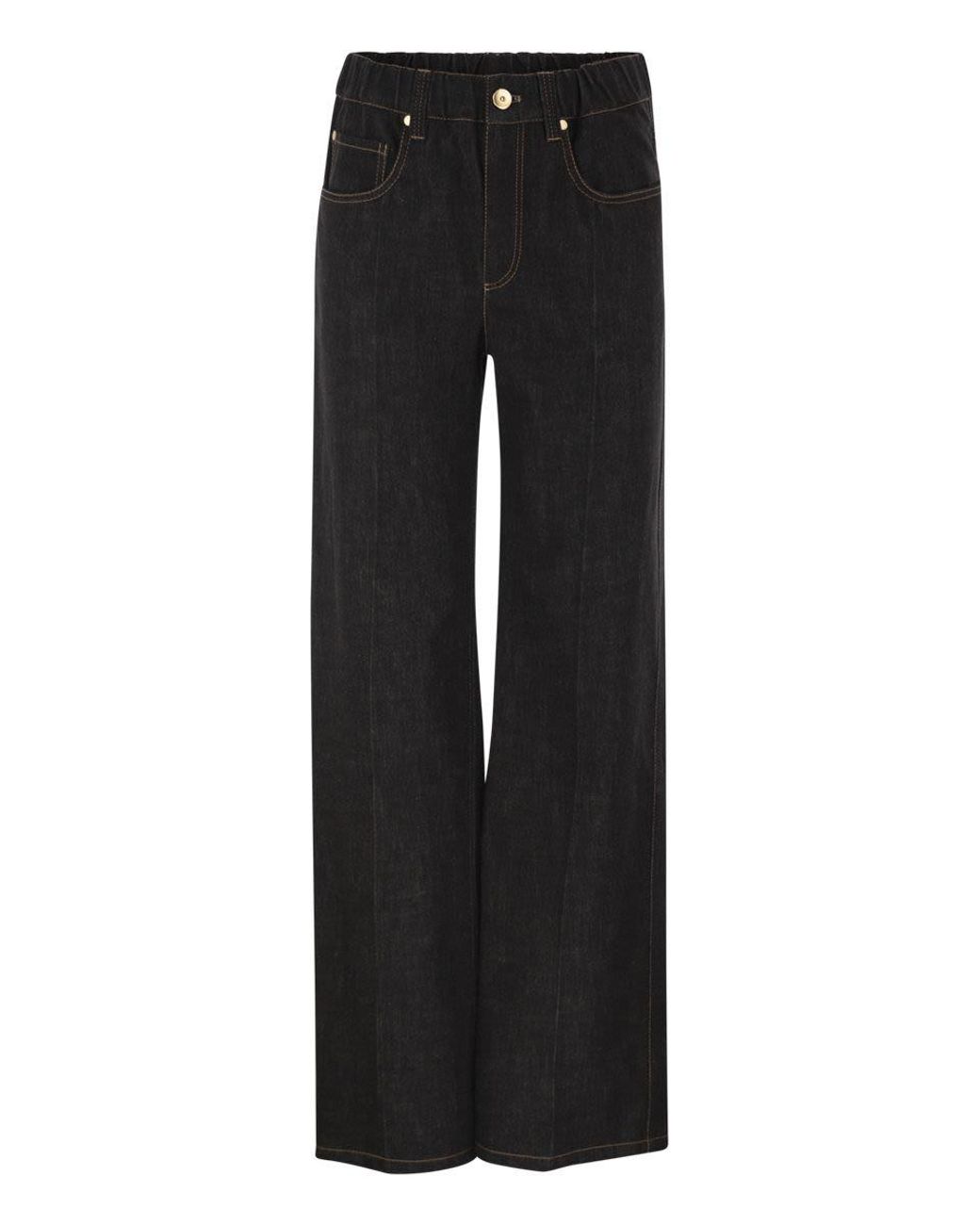 Brunello Cucinelli Black Wide-Leg Cotton Denim Jeans
