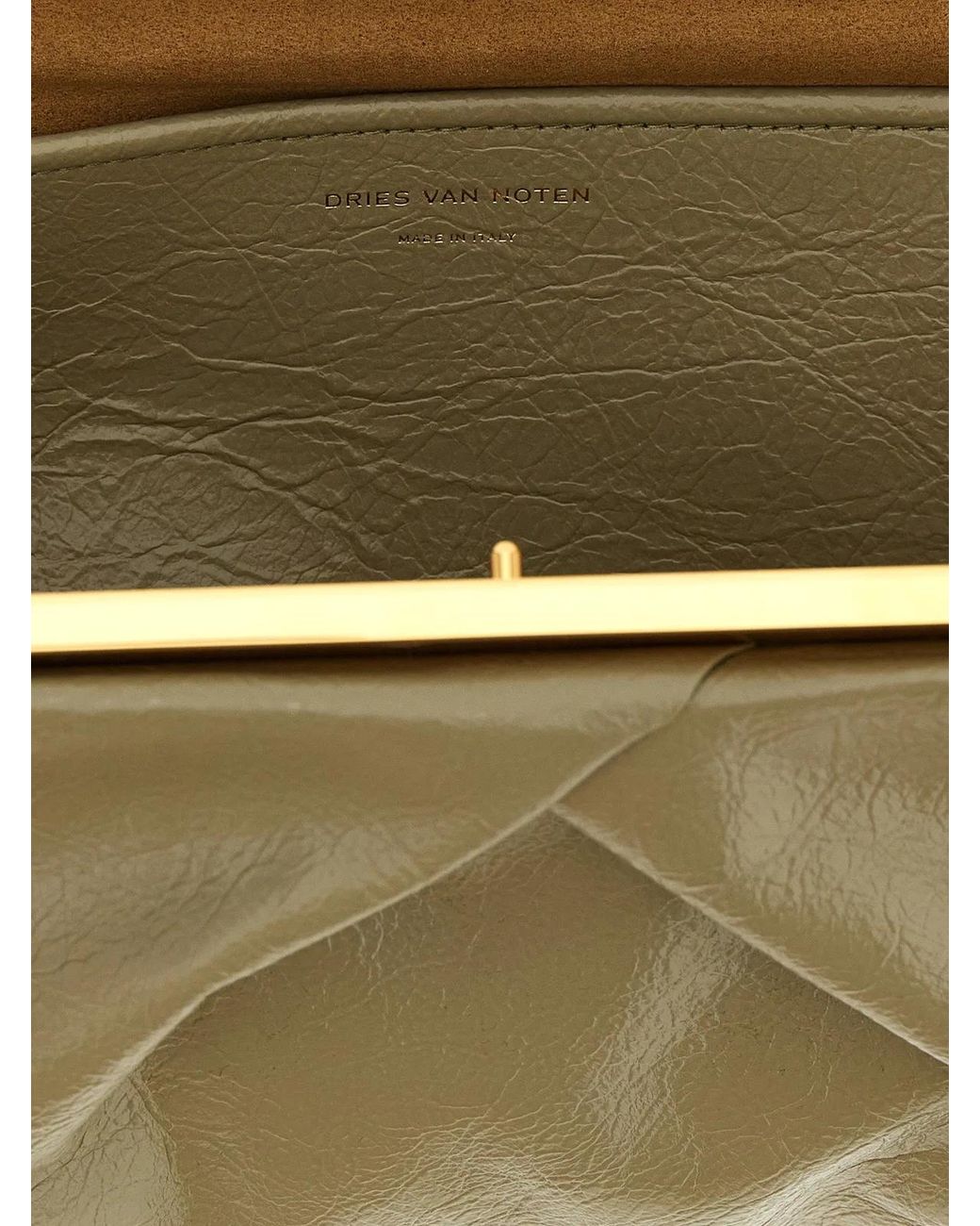 Dries Van Noten Green 'Crisp' Big Clutch
