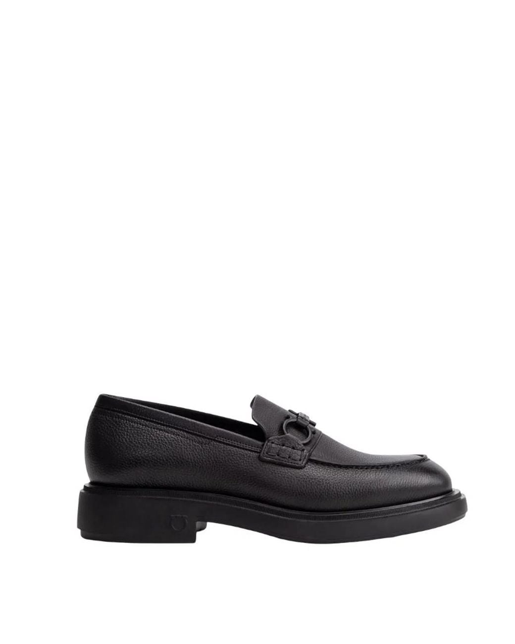 Ferragamo Black Mocasin With Gancini Decoration for men