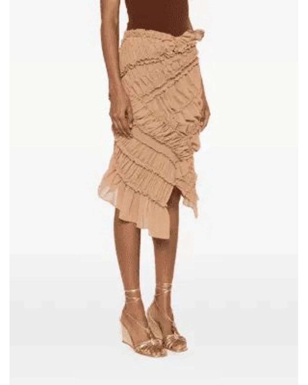 Magda Butrym White Ruffled-Embellishment Midi Skirts