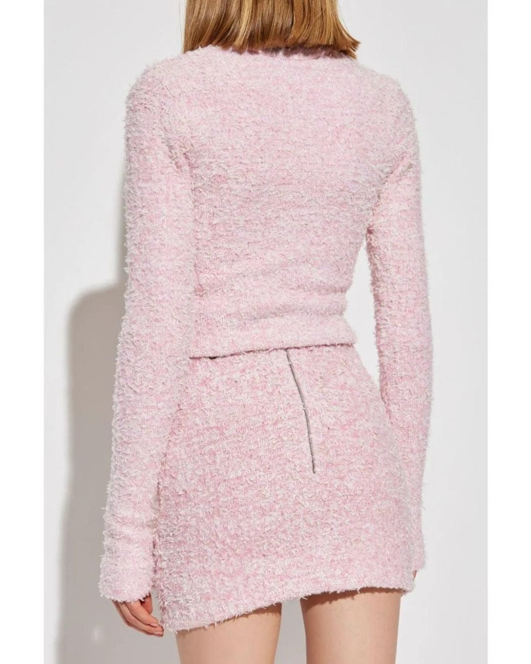 Balenciaga Pink Bouclé Cropped Jacket