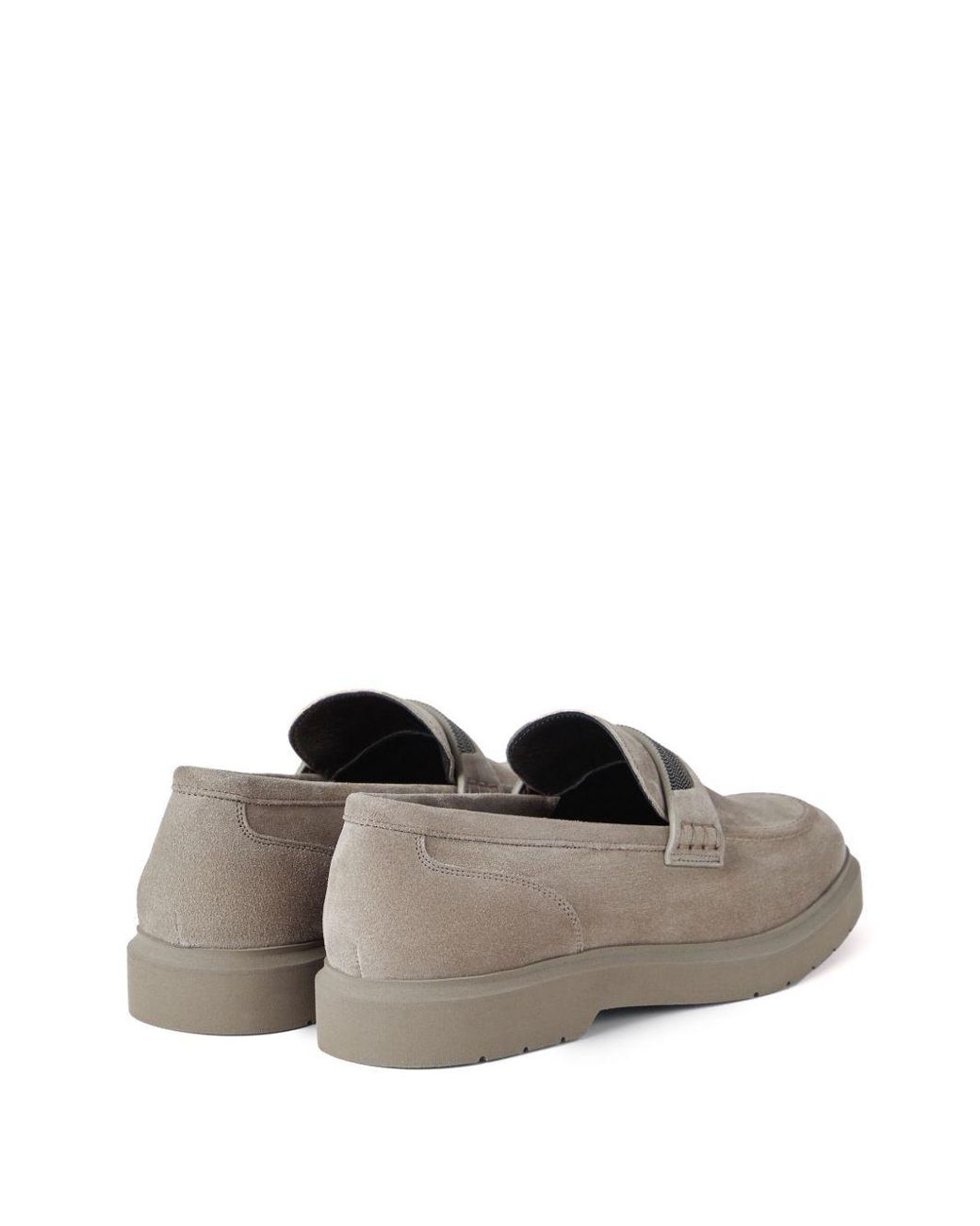Brunello Cucinelli Gray Suede Penny Loafer