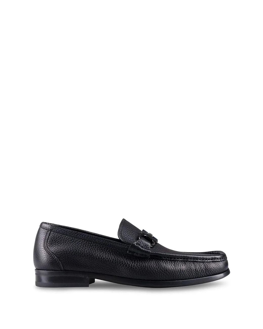 Ferragamo Gray Leather Loafers With Gancini Details for men