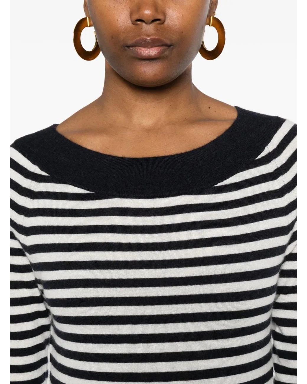 Max Mara Black Lightweight Pure Cashmere Slim Fit Knit Sweater With Boat Neckline