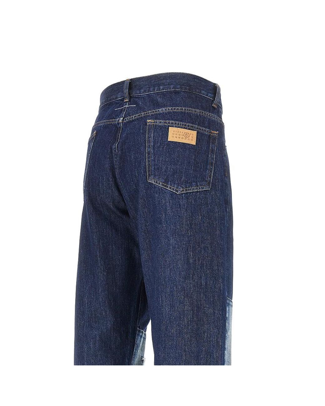 MM6 by Maison Margiela Blue Distressed Effect Straight Leg Jeans for men