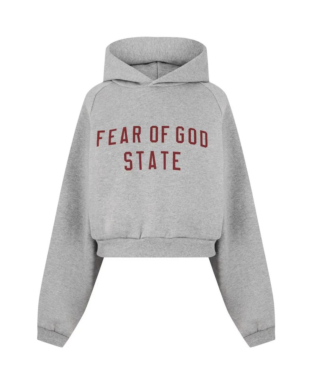 Fear Of God Gray Essentials Logo Fleece Cropped Hoodie