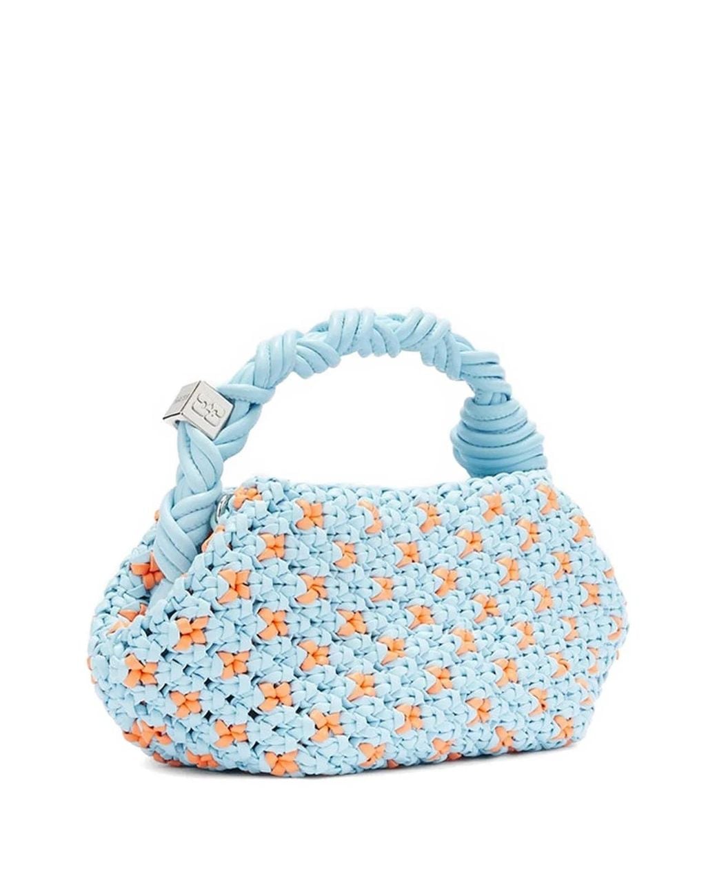 Ganni Blue Mini Bou Braided Tote Bag