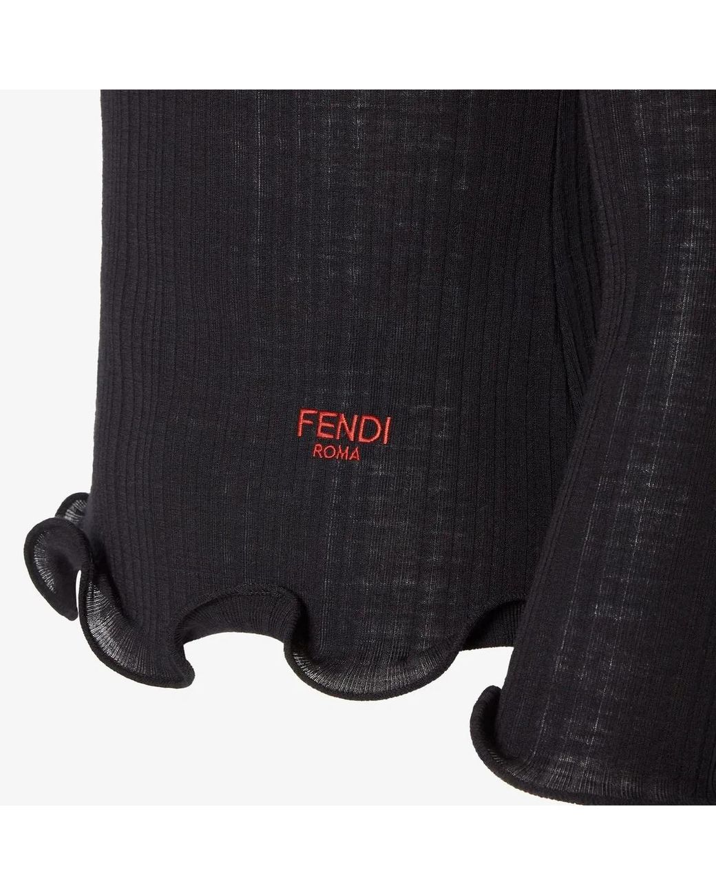 Fendi Black Wool Pullover With Logo Embroidery