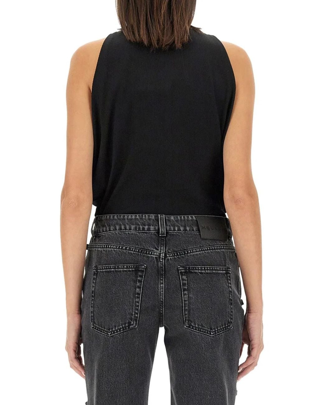 McQueen Black Ribbed Tank Top