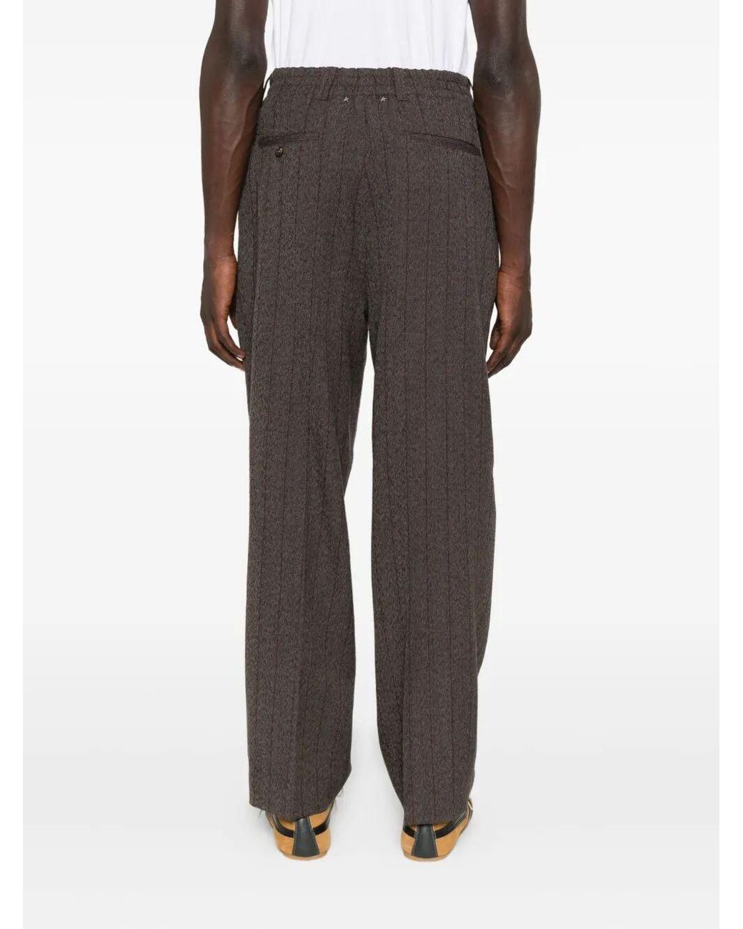 Golden Goose Deluxe Brand Gray Pinstripe-Pattern Wool Trousers for men
