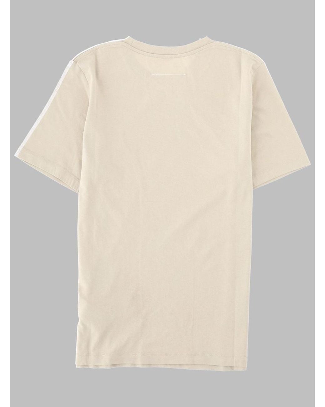 MM6 by Maison Margiela White T-Shirt Con Logo E Texture Effetto Spazzolato