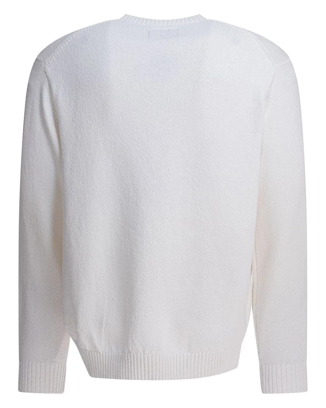 Beams Plus White "Lily Yarn" Crew Neck Sweater for men