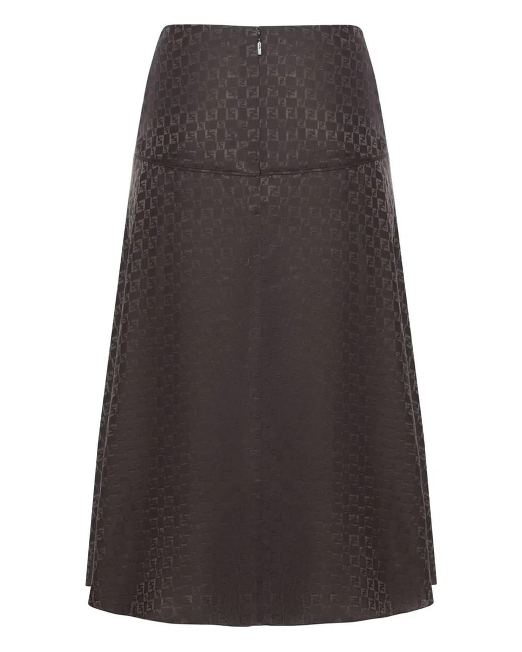 Fendi Gray Ff Jacquard Silk Skirt