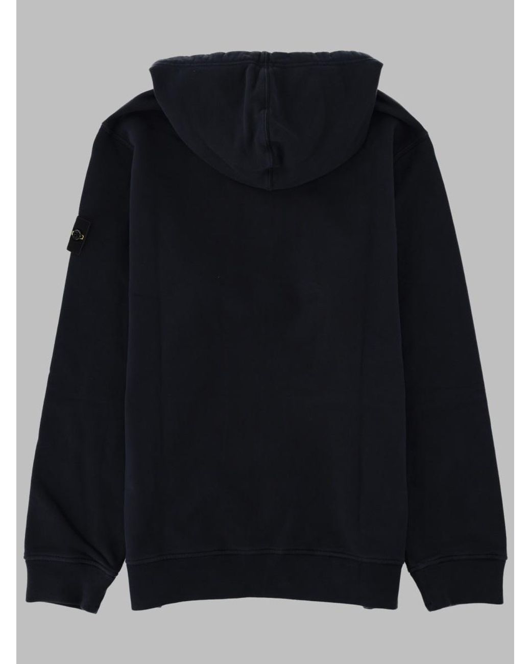 Stone Island Blue Patch Logo Zip-Up Cotton Hoodie for men