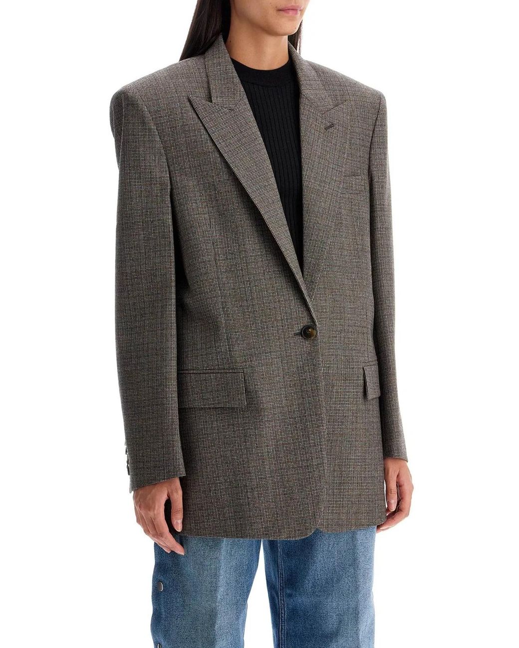 Stella McCartney Brown Embroidered Wool Oversize Blazer