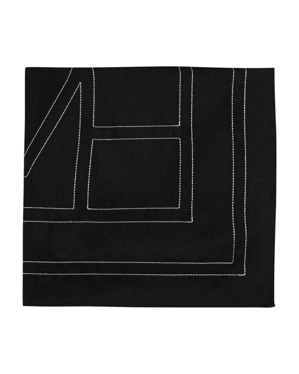Totême Black Silk Scarf With Embroidery