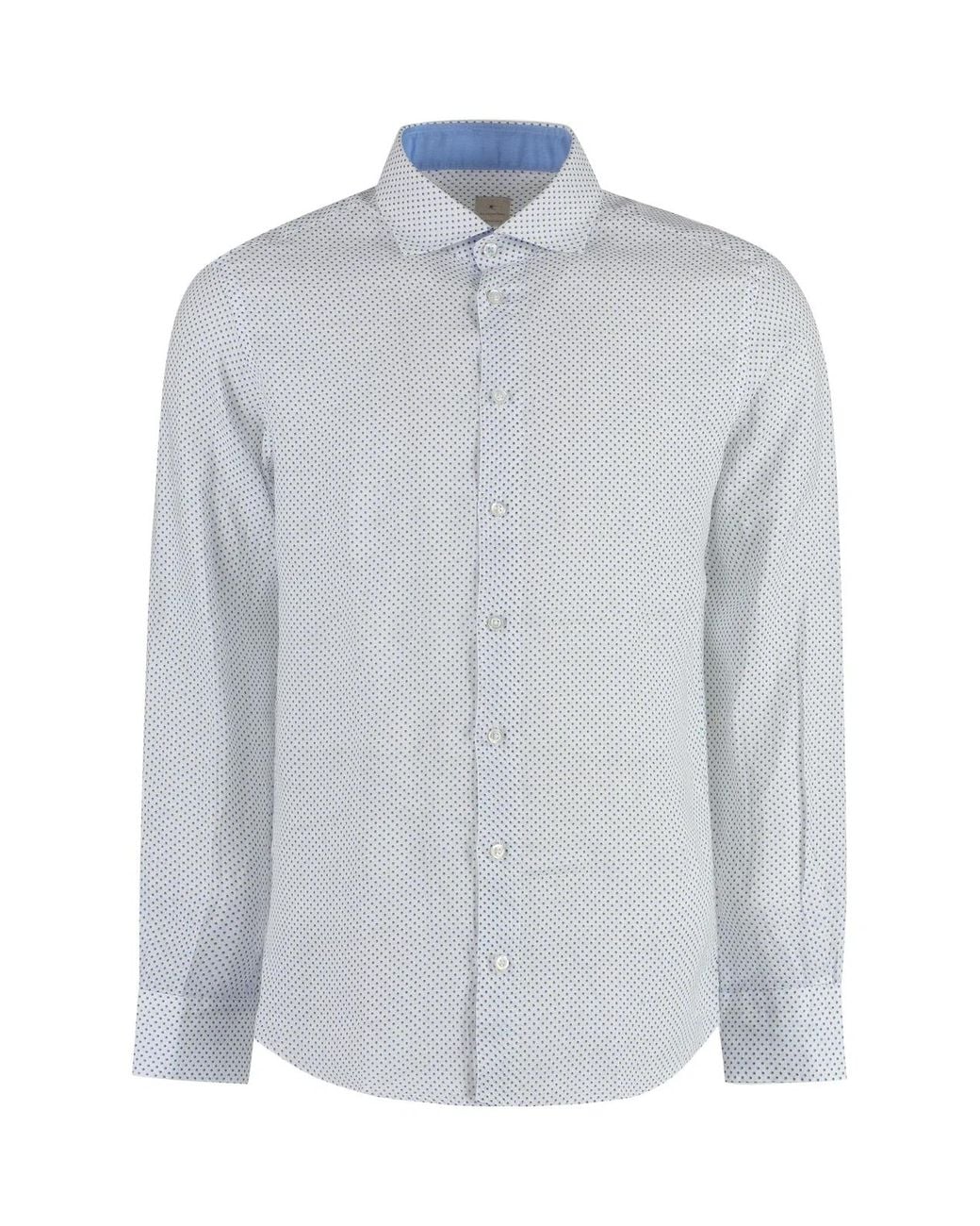 BASTONCINO Blue Printed Cotton Shirt for men