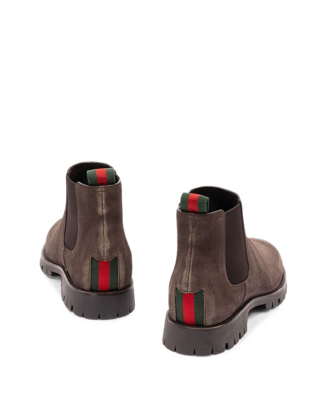 Gucci Brown Web-Stripe Lug-Sole Boots for men