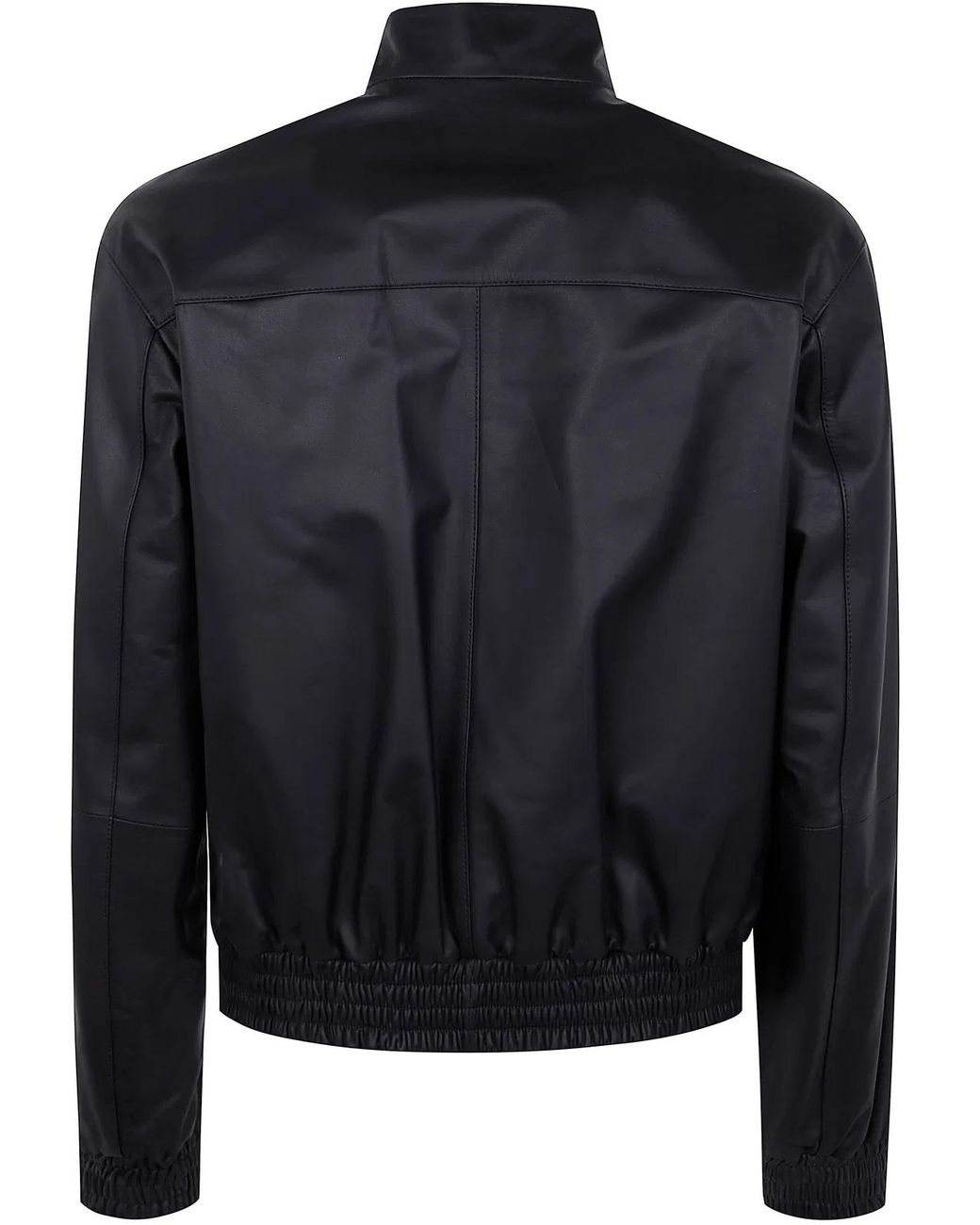 Desa Black Leather Reversible Bomber Jacket for men