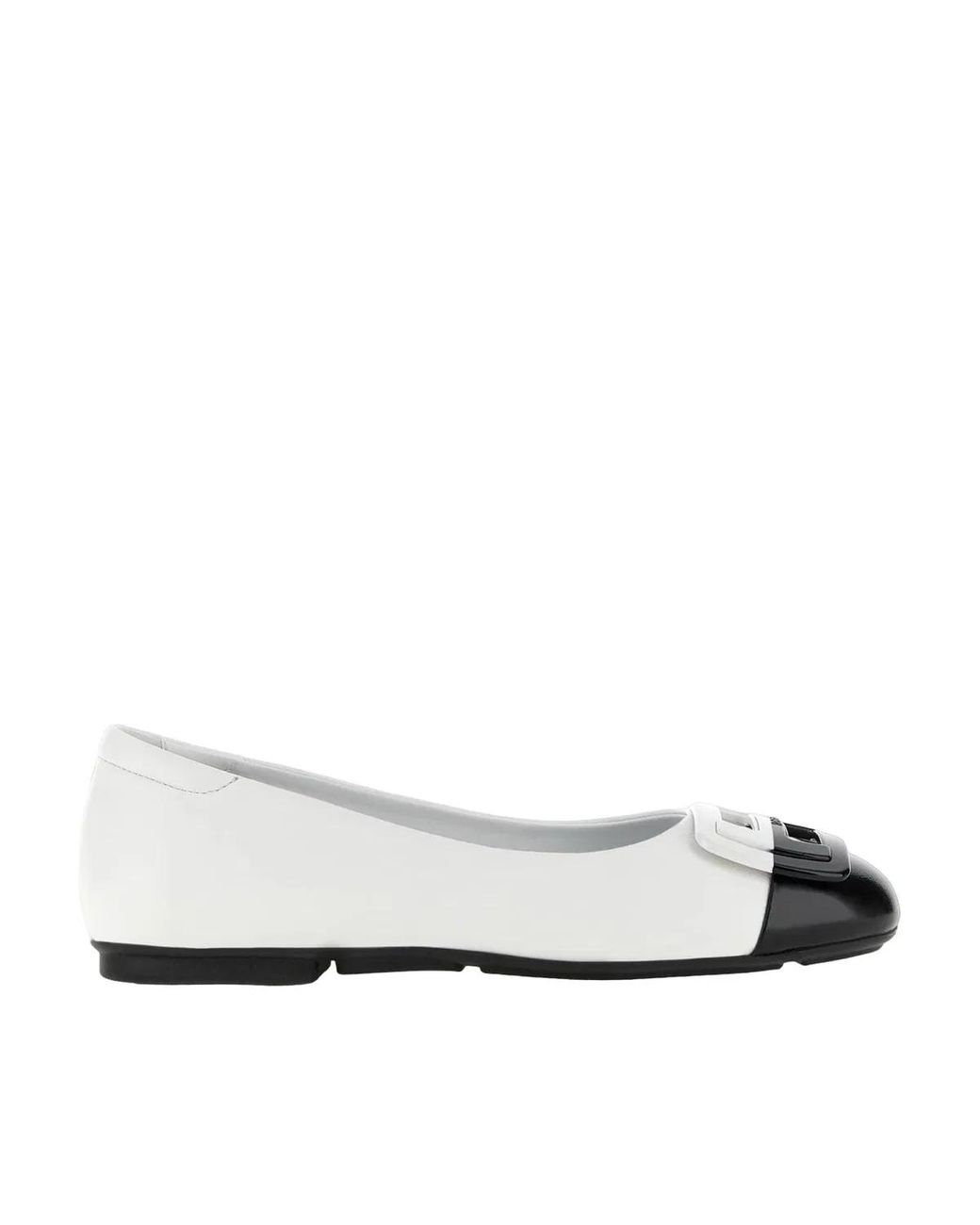 Hogan White Bicolor Ballerina Flats For