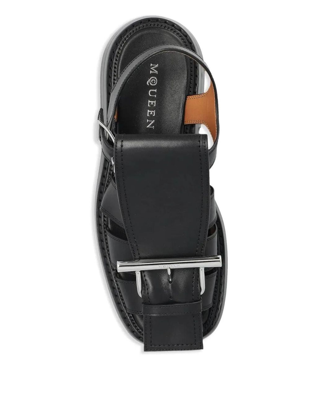 McQueen Black T-Bar Sandals