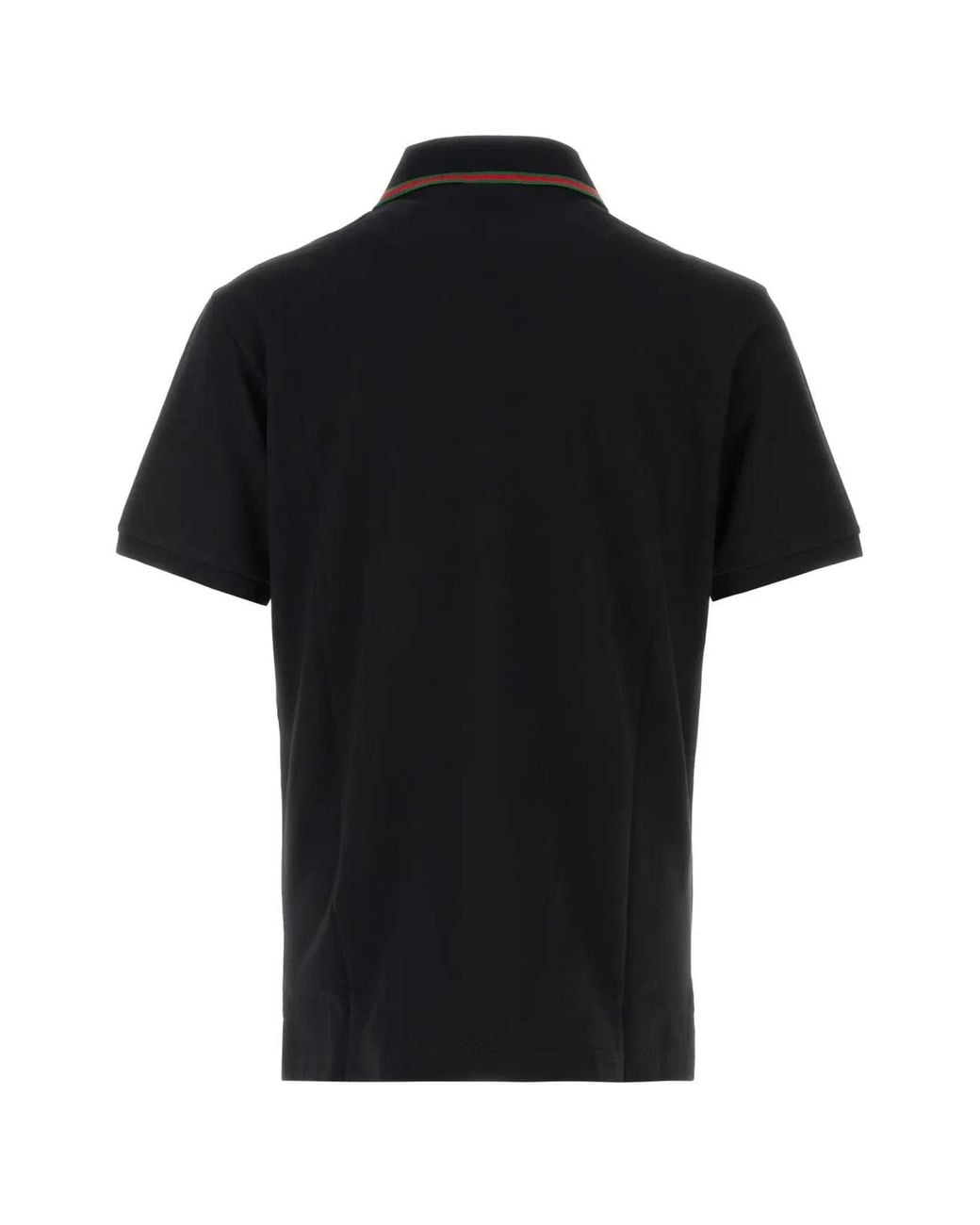 Gucci Black Short-Sleeved Polo With Web Band for men