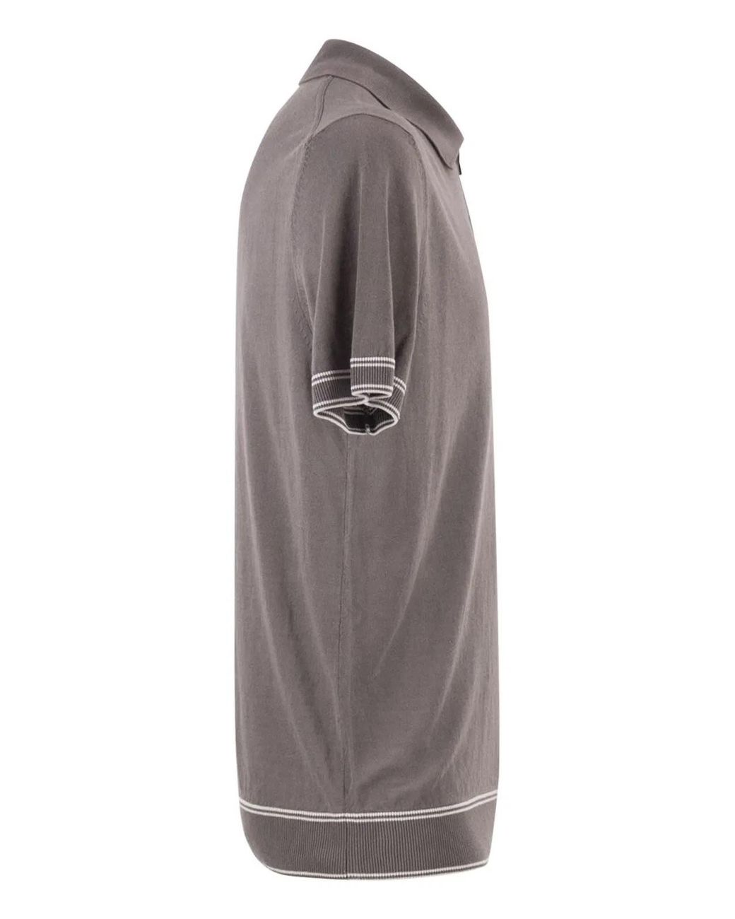 Boss Gray Linen And Viscose Polo Shirt With Zip And Contrast Trims for men