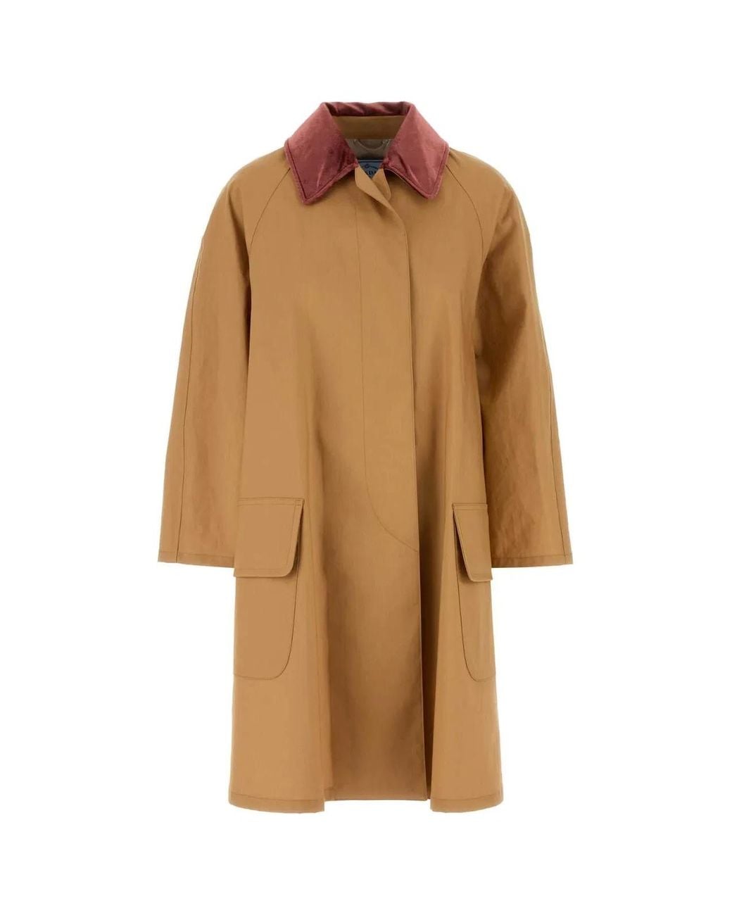 Prada Brown Camel Cotton Overcoat