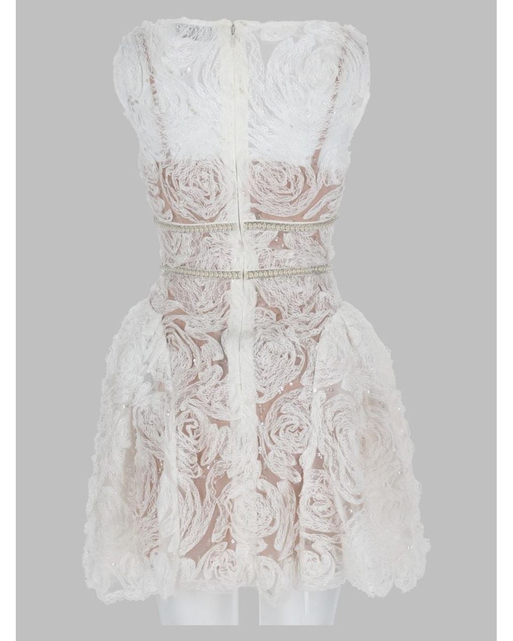 Self-Portrait White Lace Appliqué Mini Dress