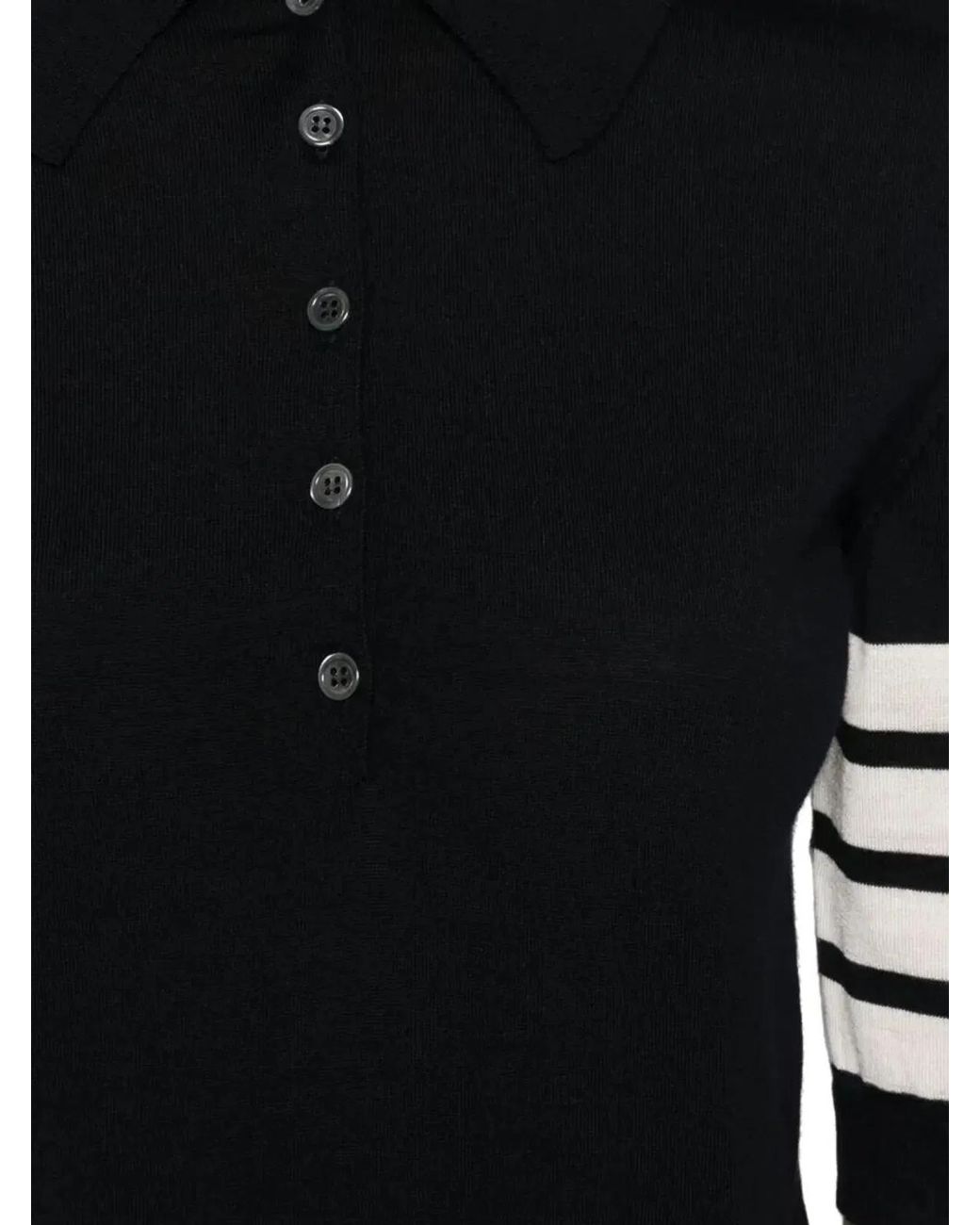 Thom Browne Black 4Bar Wool Polo Shirt