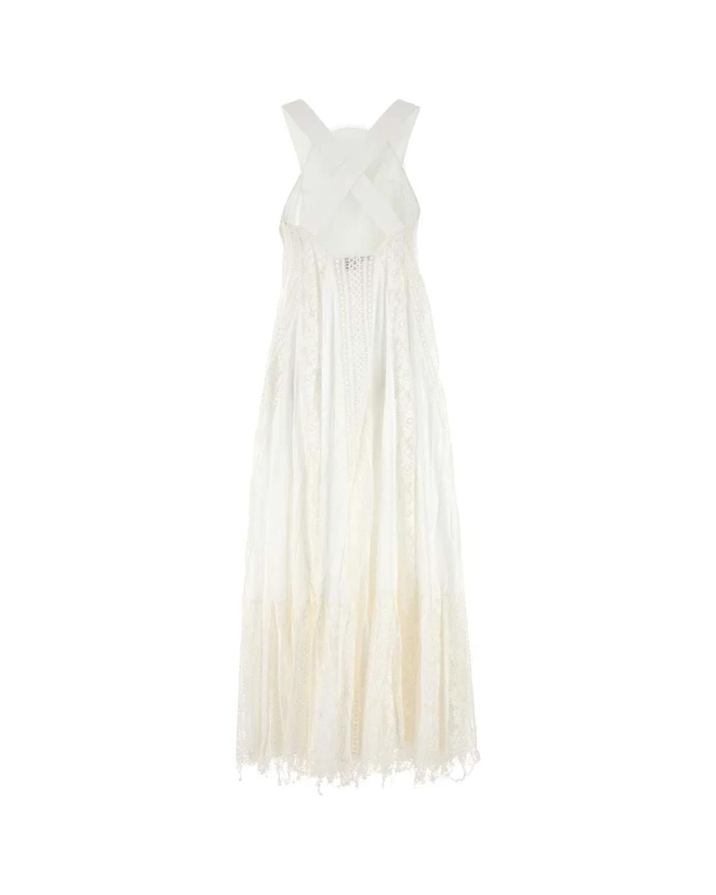 Loewe White Cotton And Lace Paula Ibiza Dress