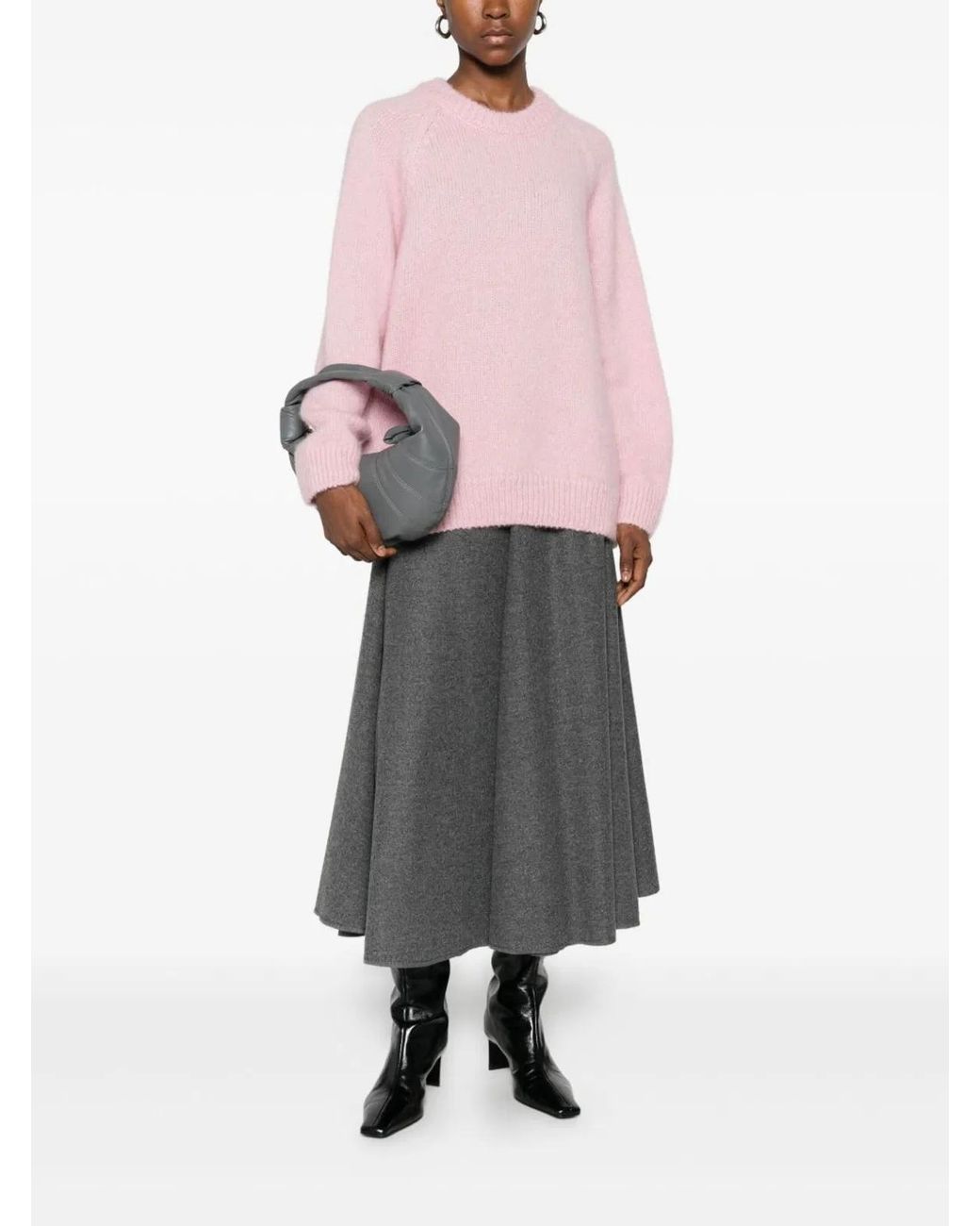 Susanne Bommer Gray Wool Midi Skirt