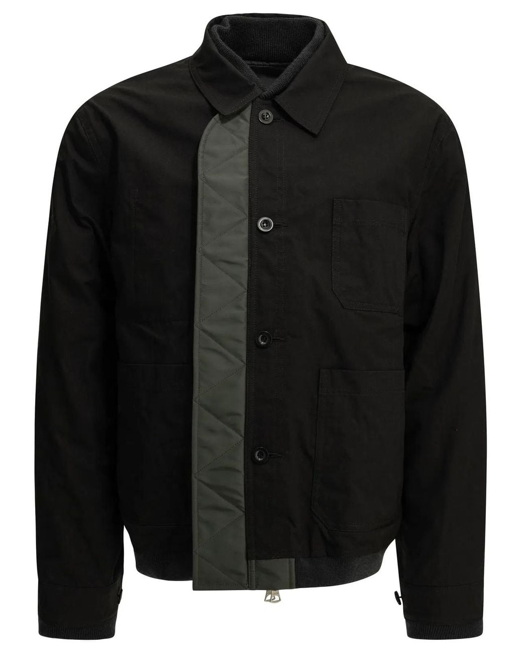 Sacai Black "Nylon Twill X Ripstop Reversible" Quilted Jacket for men