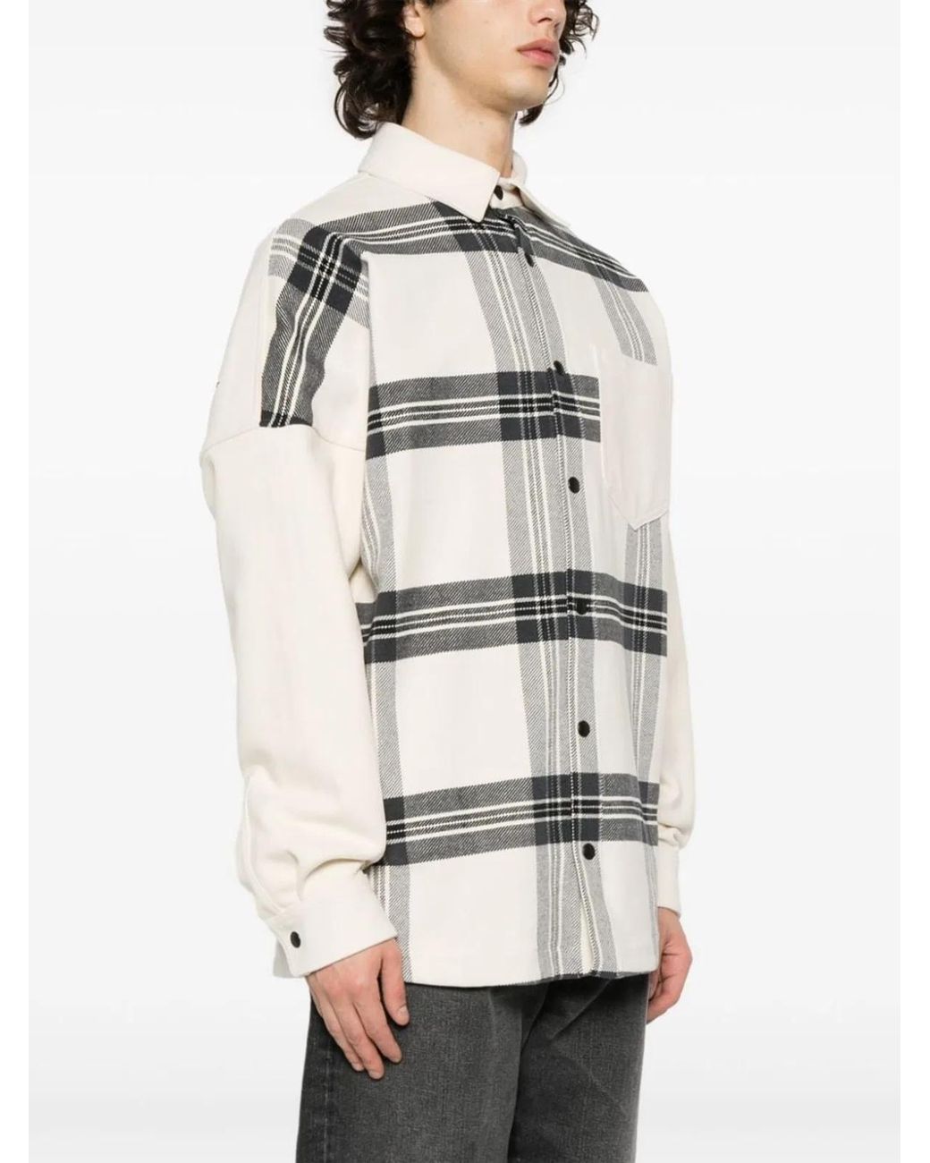 Palm Angels Gray Checked Cotton Overshirt for men