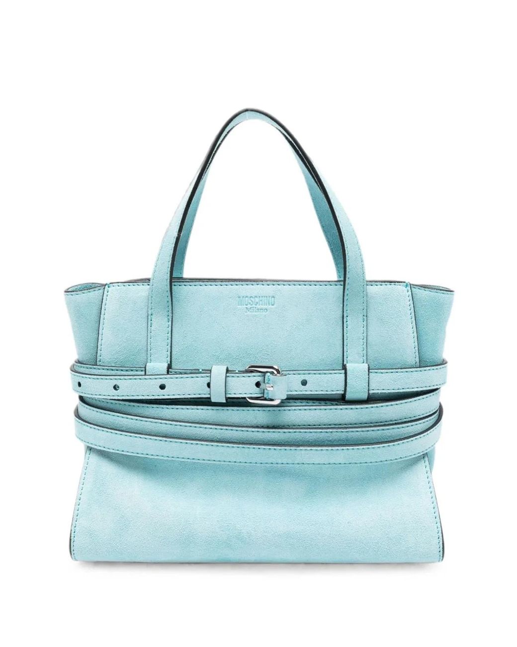 Moschino Couture Blue Tie Me Leather Handbag