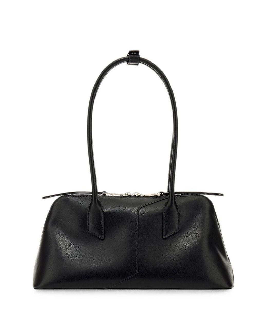 Emporio Armani Black Leather Shoulder Bag With Lettering Logo