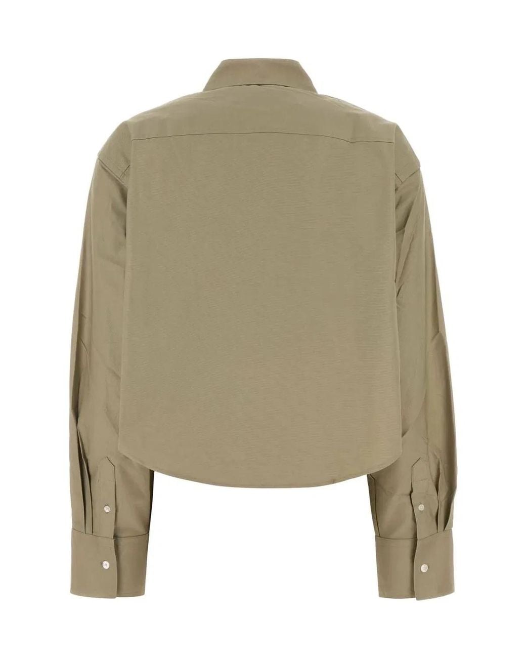 AMI Green Taupe Cotton Cropped Oxford Shirt